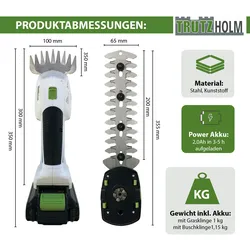 Akku Rasentrimmer 20 V 2-in-1 inkl. 2 x 2.0Ah Akku 10 cm Gras- und 20 cm Strauchklinge Akku Grasschere
