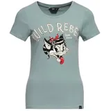 Queen Kerosin Damen Basic T-Shirt Slim Fit Retro Frontprint Baumwolle Stretch Cartoon Wild Rebel - XXL