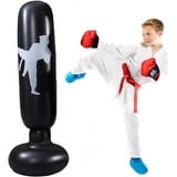 Aufblasbarer Boxsack, TZZRMO Boxsack Kinder 160cm Aufblasbarer Punchingball Standboxsack mit Luftpumpe zum Üben von Karate, Taekwondo, Druckentlastung und Heimtraining, Boxsack Kinder ab 5 Jahre