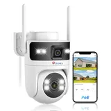 Ctronics Überwachungskamera Aussen WLAN Dual-Lens, 5GHz/2,4GHz Dualband WiFi Camera IP, PTZ Kamera Outdoor mit Menschenerkennung & Auto-Tracking, Farbnachtsicht, PC/Cloud/TF, 2-Wege-Audio, IP66