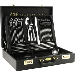 Karl Hausmann Besteck Set 72-teilig für 12 Personen – Edelstahl Besteckkoffer mit Servierbesteck, Spülmaschinenfest, Geschenkidee - Silber