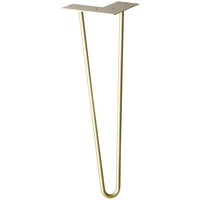 Wagner Möbelbein/Tischbein/Möbelfuß - Hairpin Leg - Retro Style - Stahl pulverbeschichtet Gold, 12 x 12 x 40 cm, Bein konisch/schräg verlaufend, integrierte Anschraubplatte - 12824501