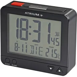 Funkwecker ATRIUM "A760-7", schwarz, Wecker, Digitalwecker, Quarzwecker, Innentemperatur, Schlafzimmer