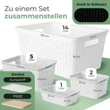Novaliv Aufbewahrungskorb 2er Set mit Deckel in Rattan-Optik 1 x 1 x 1 cm weiß