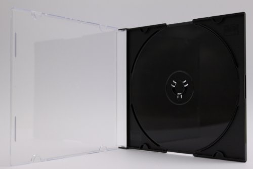 Tillmann Media CD-Hüllen Slimcase 5 mm für 1 CD/DVD, Deckel transparent, Rückenteil schwarz, Kartoninhalt: 50 Stück