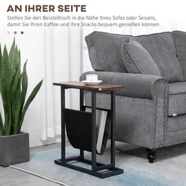 Homcom Beistelltisch mit Stofftasche, Couchtisch, Dunkelbraun