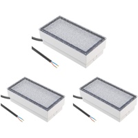 ledscom.de 3 Stück LED Pflasterstein Bodeneinbauleuchte CUS für außen, IP67, eckig, 20 x 10cm, 2,8 W, 251lm, warmweiß