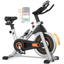 YoSuDa Heimtrainer mit magnetwiderstand - Leises Fitnessbike mit Tablet-Halter, - Silber