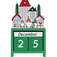 Weihnachtskalender aus Holz, Cartoon-Ewiger Kalender, Tischdekoration, einfach zu verwendender Weihnachts-Schreibtischkalender für das Home Office...