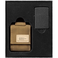 Zippo Black Crackle Coyote Pouch Geschenkset, ZIPPO-Feuerzeug inkl. Feuerzeugbeutel