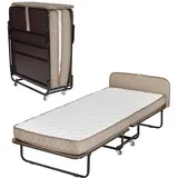 Edward Bed & Bath klappbares Gästebett mit Rollen, 90x200 cm, 14 cm Federkernmatratze (mittelfest), platzsparend, stabil und belastbar, Klappbett, beige