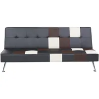 Beliani Schlafcouch Kunstleder 3-Sitzer Schwarz