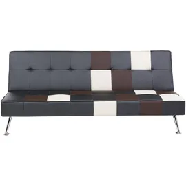 Beliani Schlafcouch Kunstleder 3-Sitzer Schwarz