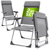 CASARIA Gartenstuhl 2er Set 60 x 73 x 110 cm grau klappbar