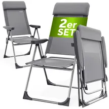 CASARIA Gartenstuhl 2er Set 60 x 73 x 110 cm grau klappbar