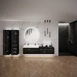 Neoro n80 fumo – Designbad mit Badmöbelanlage & Spiegel, Dusche & Armaturen, Bad-des-Monats-Set8,