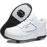 LYBANG Rollschuhe für Kinder Schuhe Mit Doppelt Rollen Automatisch Räder Rochen Skateboardschuhe Outdoor Fitnessschuhe Gymnastik Sneakers Kinder - 36 EU