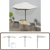 Balkon-Sonnenschirm mit Alu-Mast Sandfarben 270x144 cm Halbrund - Balkon Sonnenschirm - Halbmond Sonnenschirm - Gartensonnenschirm