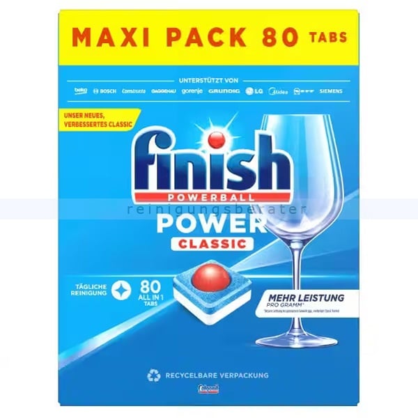 Preisvergleich Produktbild Spülmaschinentabs finish Power Classic 80 Tabs Maxipack brilliante Reinigungsleistung mit Powerball