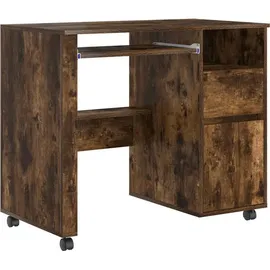 vidaXL Tisch mit Rädern mit Regal Geräucherte Eiche 91 x 50 x 77 cm