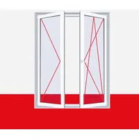 Balkontür zweiflügelig, Dreh Links / Dreh Kipp Rechts (DL/DKR), Breite 1100mm