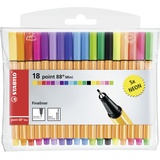 Stabilo point 88 Mini mit Neon sortiert, 18er-Set, Etui (688/18-2)