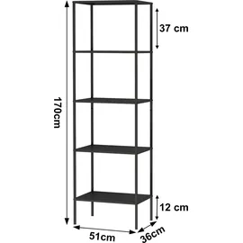 DanDiBo Ambiente Standregal 170 x 50 x 35 cm Schwarz