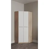 Barcelona Eckschrank 78 x 193 x 36 cm struktureichefarben hell/weiß