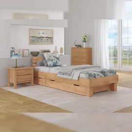 Erst-Holz Bettkasten zweiteilig als Staukasten für unsere Betten - Buche farblos lackiert 90.10-BS32