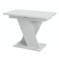 Säulentisch Montblanc Esstisch ausziehbar 105-165cm Tisch Weiß abgerundete Ecken