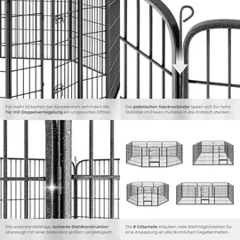 Tectake tectake® Welpenauslauf, 8-teilig, faltbar, abgerundete Ecken, einfache Montage, Bodenverankerung möglich