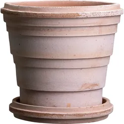 Planet Saturn Blumentopf 16 cm rosa mit Untersetzer