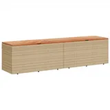 vidaXL Gartentruhe Beige 220x50x54 cm Poly Rattan Akazienholz