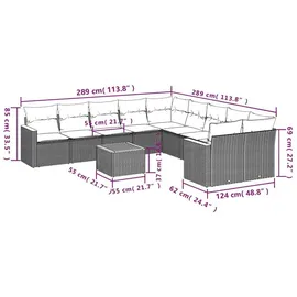 vidaXL Gartensofa-Set 11-tlg. schwarz