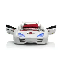 Jugendbett GT 999 Weiß Vollausstattung mit Türen Sound LED - Kinderbett Autobett