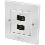 Logilink AH0018 - HDMI Wanddose mit 2X HDMI High Speed with Ethernet Kupplung Buchse/Buchse, weiß