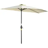 Sonnenschirm, Terrassenschirm, Halbrund, Mit Solarpaneel, 20 Leds, Handkurbel, Beige, 2,70 X 1,35 X 2,40 M