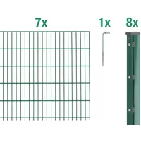 GAH Alberts Alberts Doppelstabmattenzaun als Zaun-Komplettset (16 tlg.) kunststoffbeschichtet, grün Höhe 2,03 m Länge 17,5 m - Grün