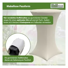 Baumarktplus 2x Stehtischhusse Stretch 70 cm beige Tischdecke Husse Bistrotisch Partytisch