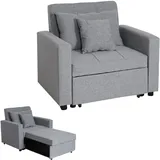 MCW Schlafsessel L90 Stoff/Textil 197 x 103 x 0 cm Hellgrau mit Kissen