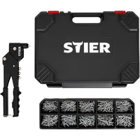 Stier Blindnieten-Satz Premium mit 360°-Handnietzange und Blindnieten 501-teilig