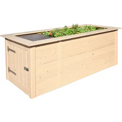 Weka Profi-Hochbeet 669 mit Stauraum und Ablage - naturbelassen