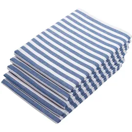 ZOLLNER Geschirrtuch Malmö 50 x 70 cm, 100% Baumwolle, weiß-blau, gestreift- 5 Stück