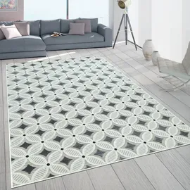 Paco Home In- & Outdoorteppich, Mit Retro-design Balkon Terrasse 3d-web-art In Grau Beige, Grösse:80x150 cm