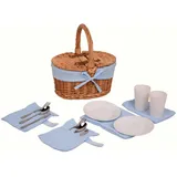 UNUS® Picknickkorb für Kinder oval aus Weide mit Stoffauskleidung ? Komplettset für 2 Personen mit Besteck, Tellern und Bechern ? Tragbarer Weidenkorb für Picknick und Ausflüge