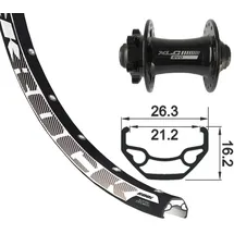 XLC Vorderrad 26x1.9 FW-A07 6-Loch schwarz Steckachse 15mm 32-Loch