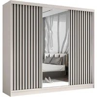 Beautysofa Schwebetürenschrank, Kaschmir, Schwarz, Holzwerkstoff, 9 Fächer, 240x216x61 cm,