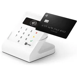 Sumup Air drahtloses Datentelefon mit Ladestation - einfach und schnell mit Karten und kontaktlos bezahlen.