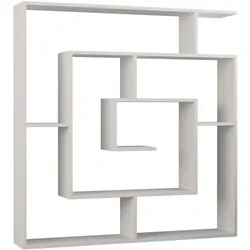 Bücherregal DECORTIE "Labirent Bücherregal", weiß, B:125cm H:129cm T:22cm, Spanplatte, Regale, Leichte Montage, Lagerung, Platzsparend