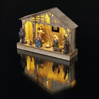 EMOS Weihnachtskrippe mit handbemalten Figuren, Weihnachtsdekoration mit 5 LEDs,